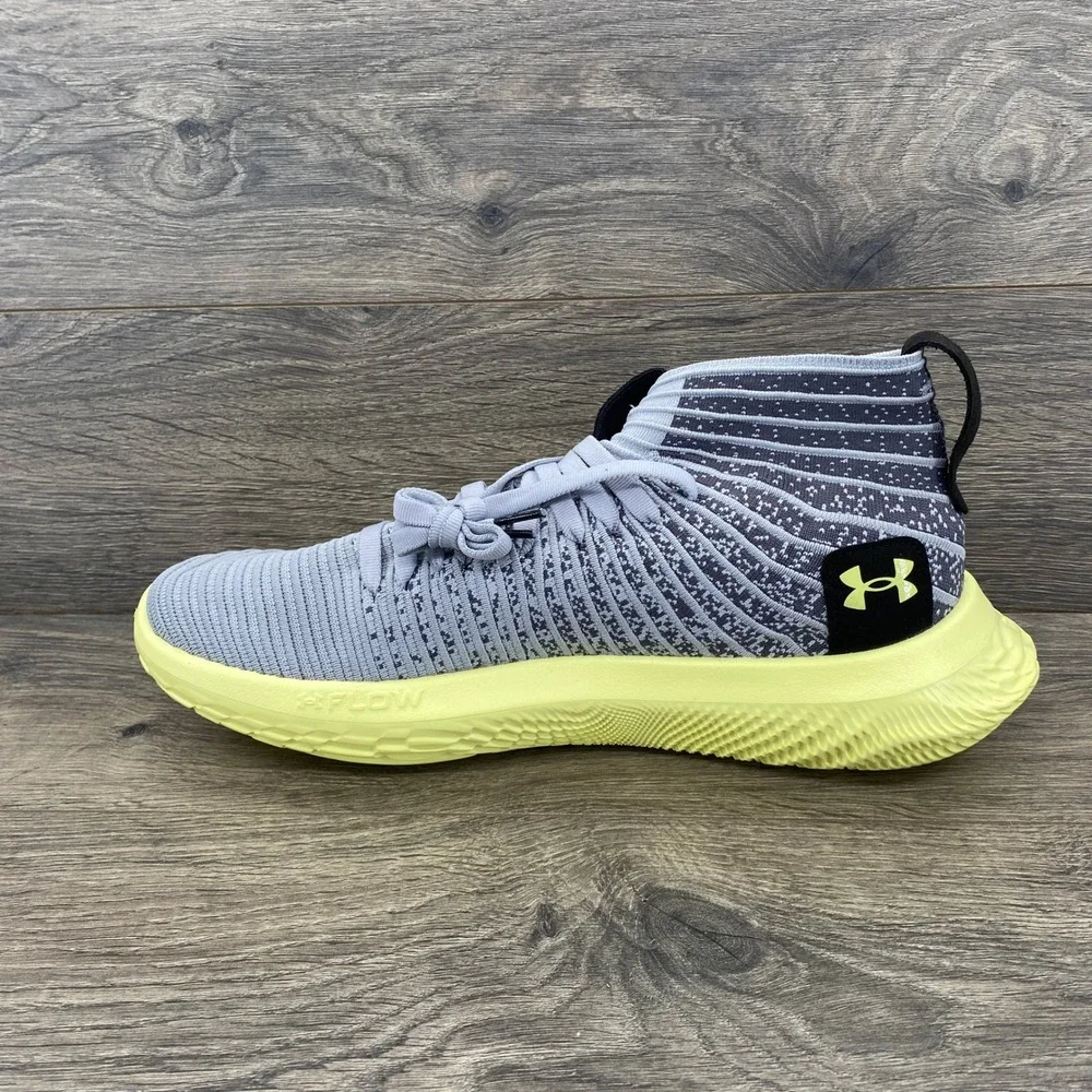 Under Armour Flow Futr X Mens Size 12.5 Grey Lime Yellow IntelliKnit Sneakers